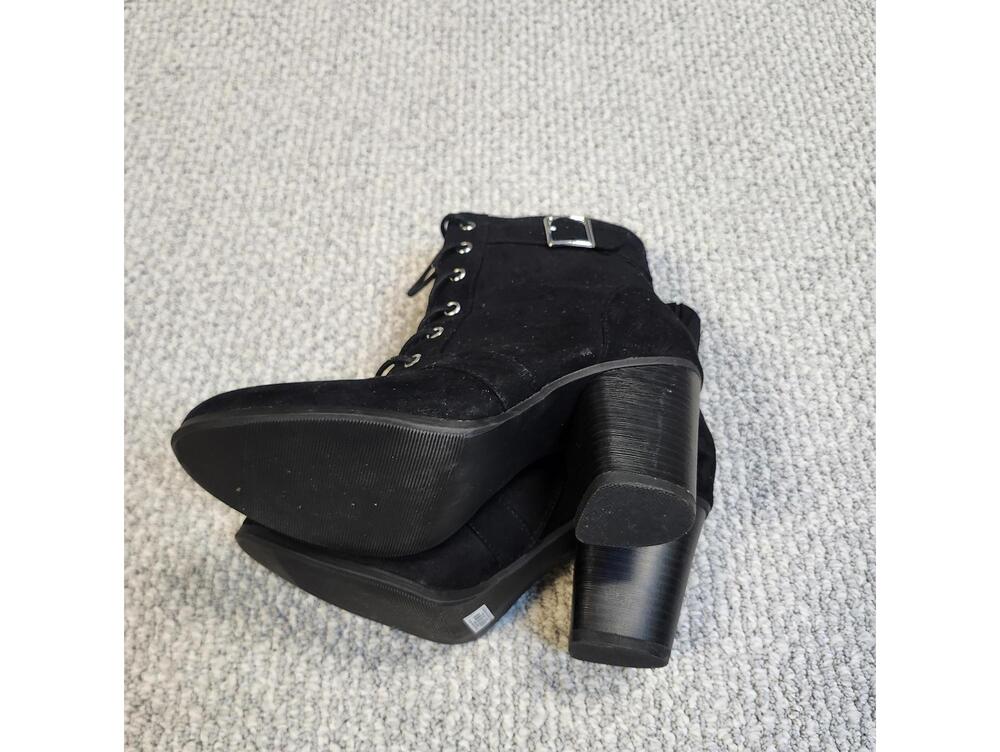 Torrid Black Faux Suede Lace-Up Ankle Boots with Buckle Detail Women's Size 10W - Picture 10 of 13